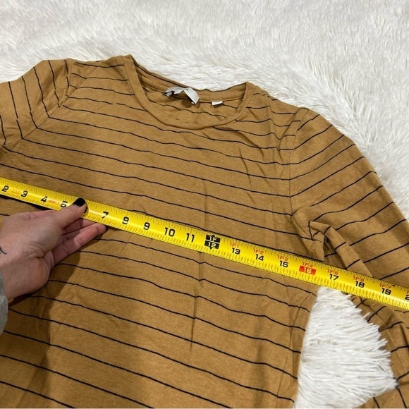 Vince Mustard Yellow & Black Pinstripe Long Sleeve Crew Neck Top large - Picture 7 of 9